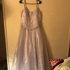 Purple prom dress beaded top silky bottom